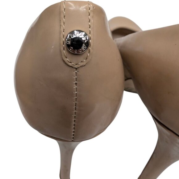 Michael Kors Leather Platform Pumps Womens Nude Beige 4" Stiletto Heel Size 9.5 - Picture 10 of 13